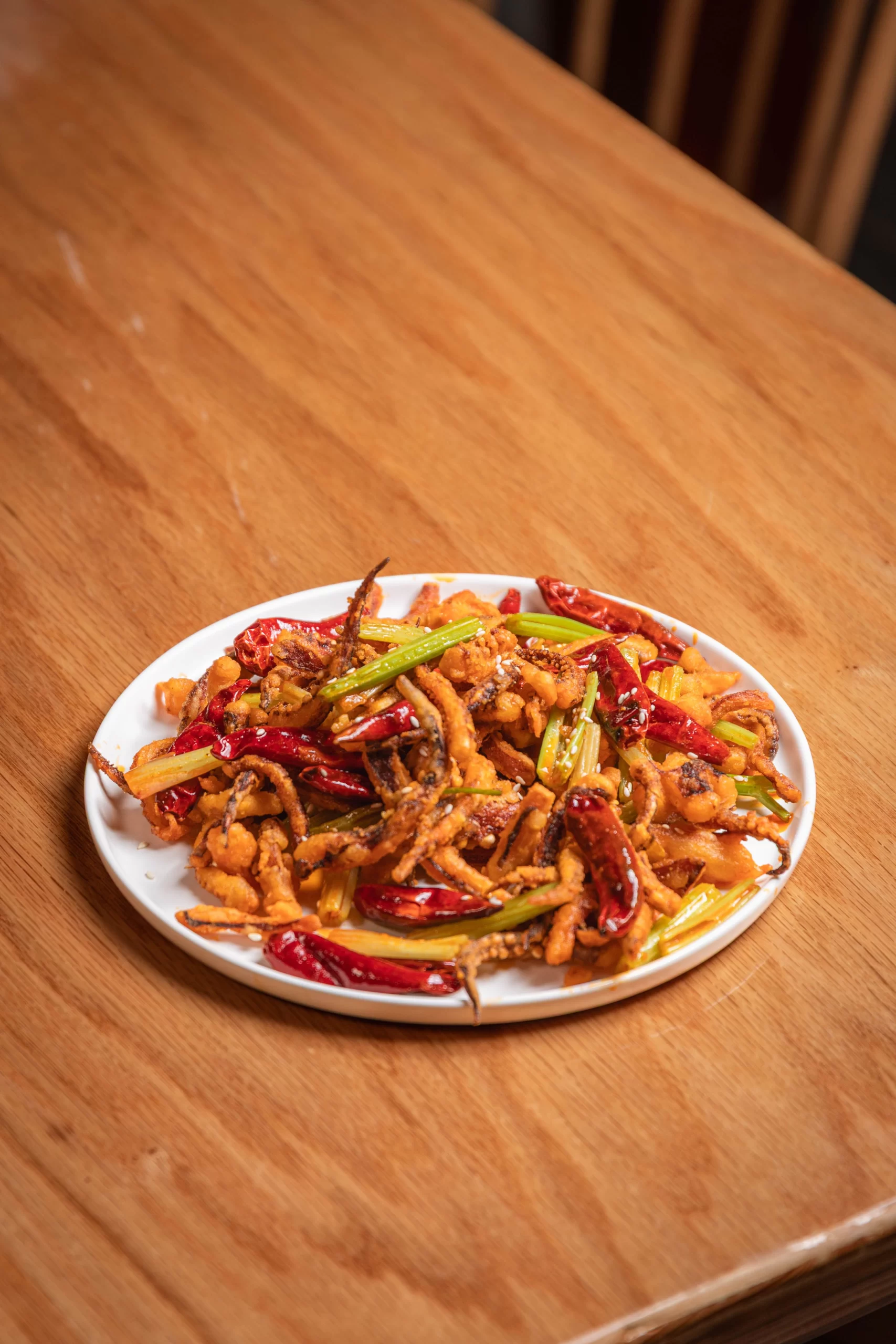 Dry-fried squid tentacles at Little Pine, Chinese Restaurant in New York