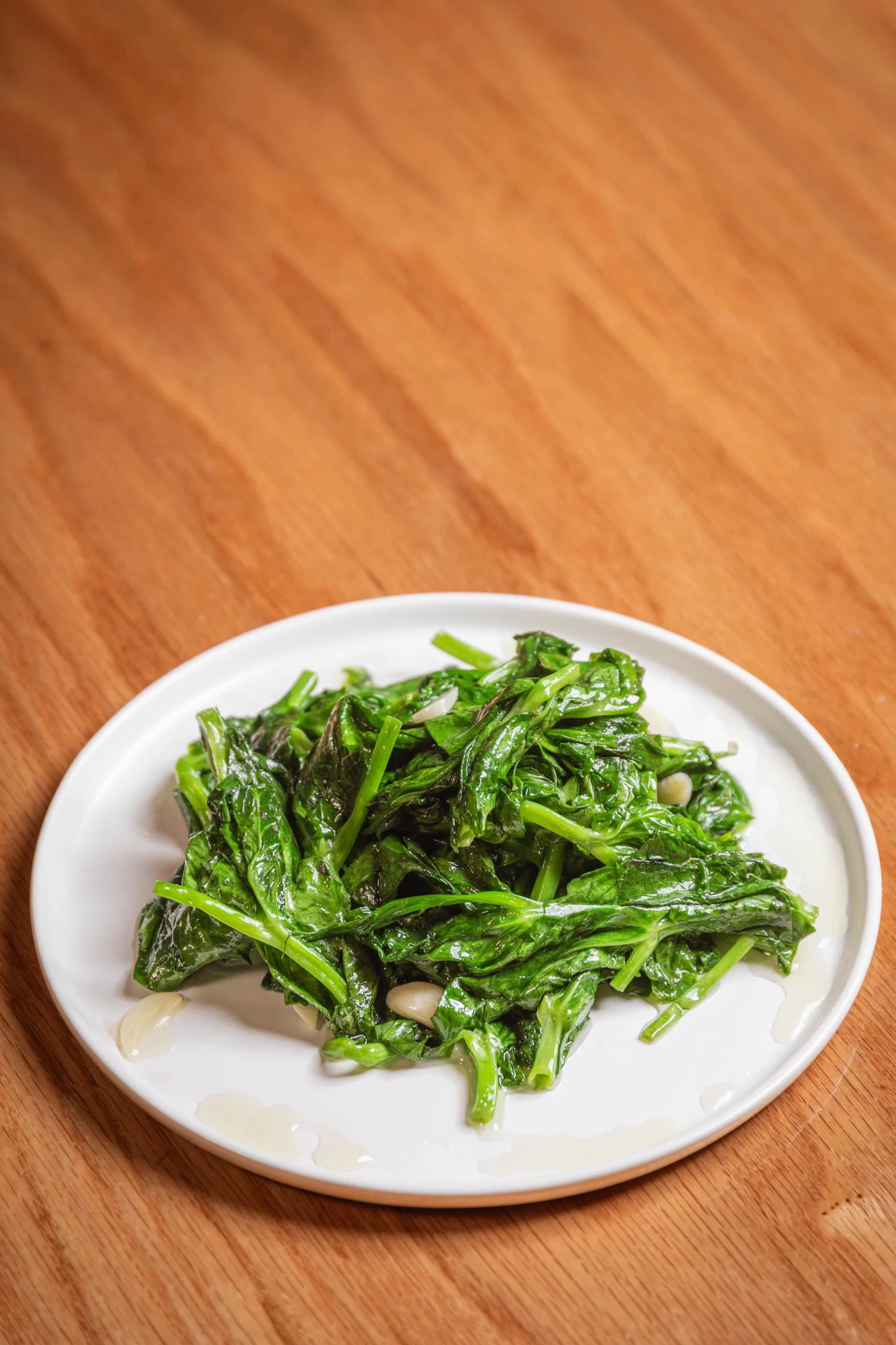 Garlic Pea Shoots at Little Pine, Chinese Restaurant in New York